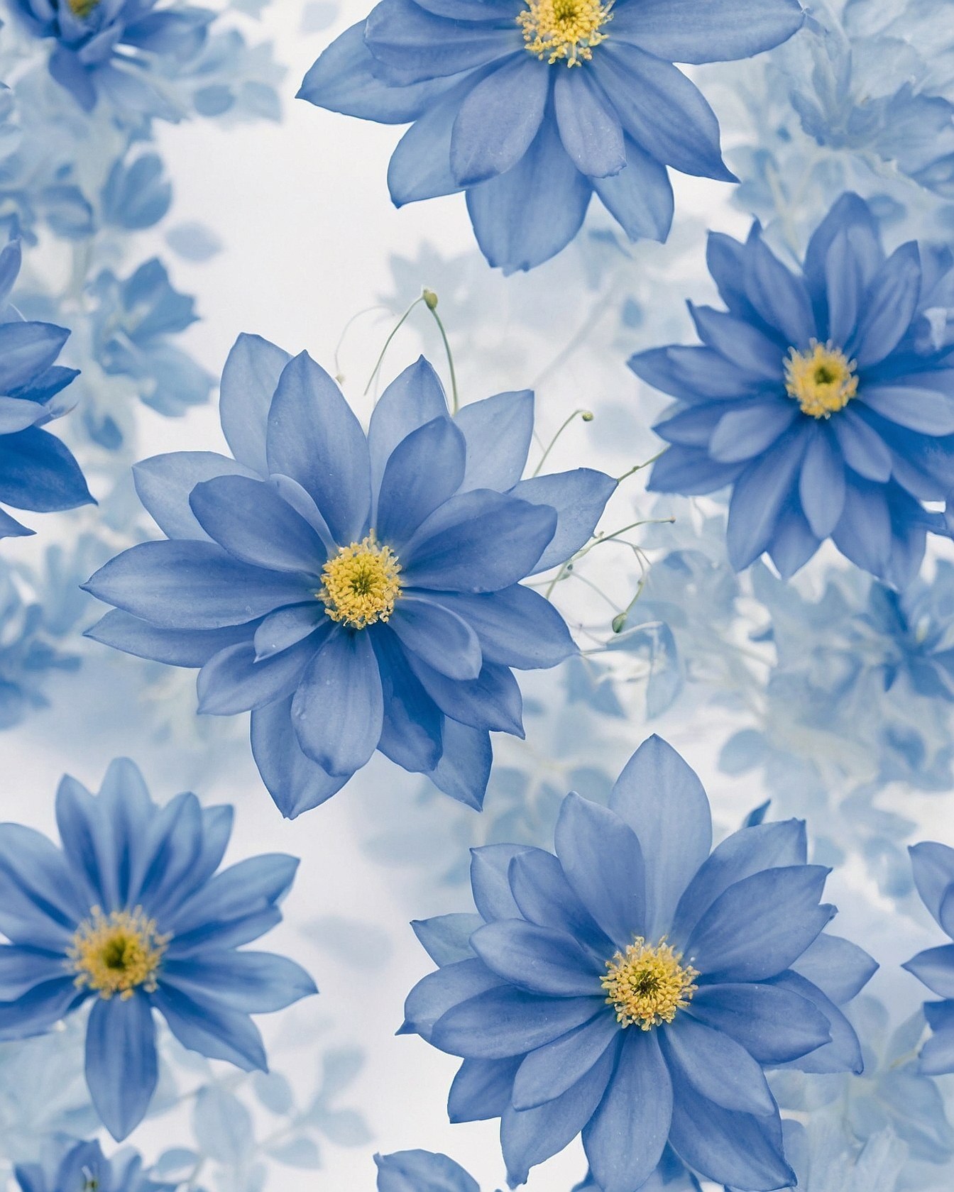 Bold Blue Anemones with Soft Background Hues