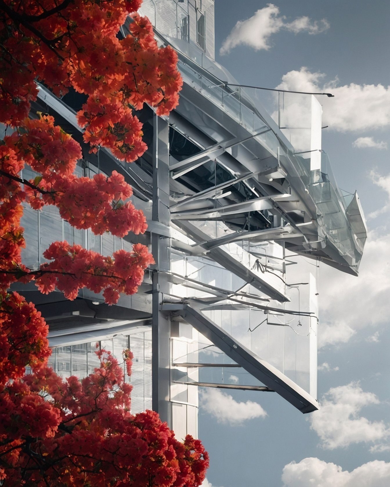 Bright Blossom Meets Modern Architecture Detail