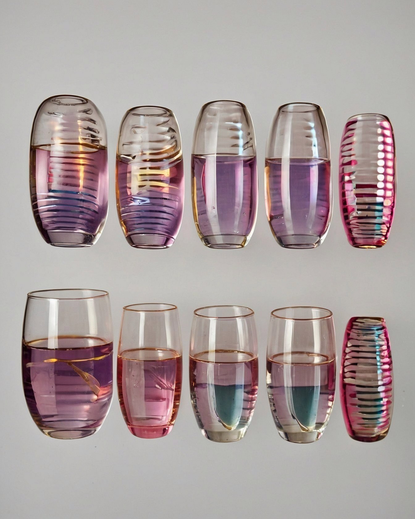 A Spectrum of Iridescent Vases with Pink Hues