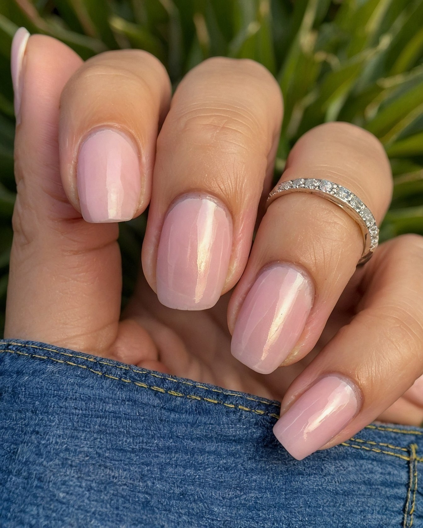 Soft Pink Nails with Subtle Pearlescent Finish
