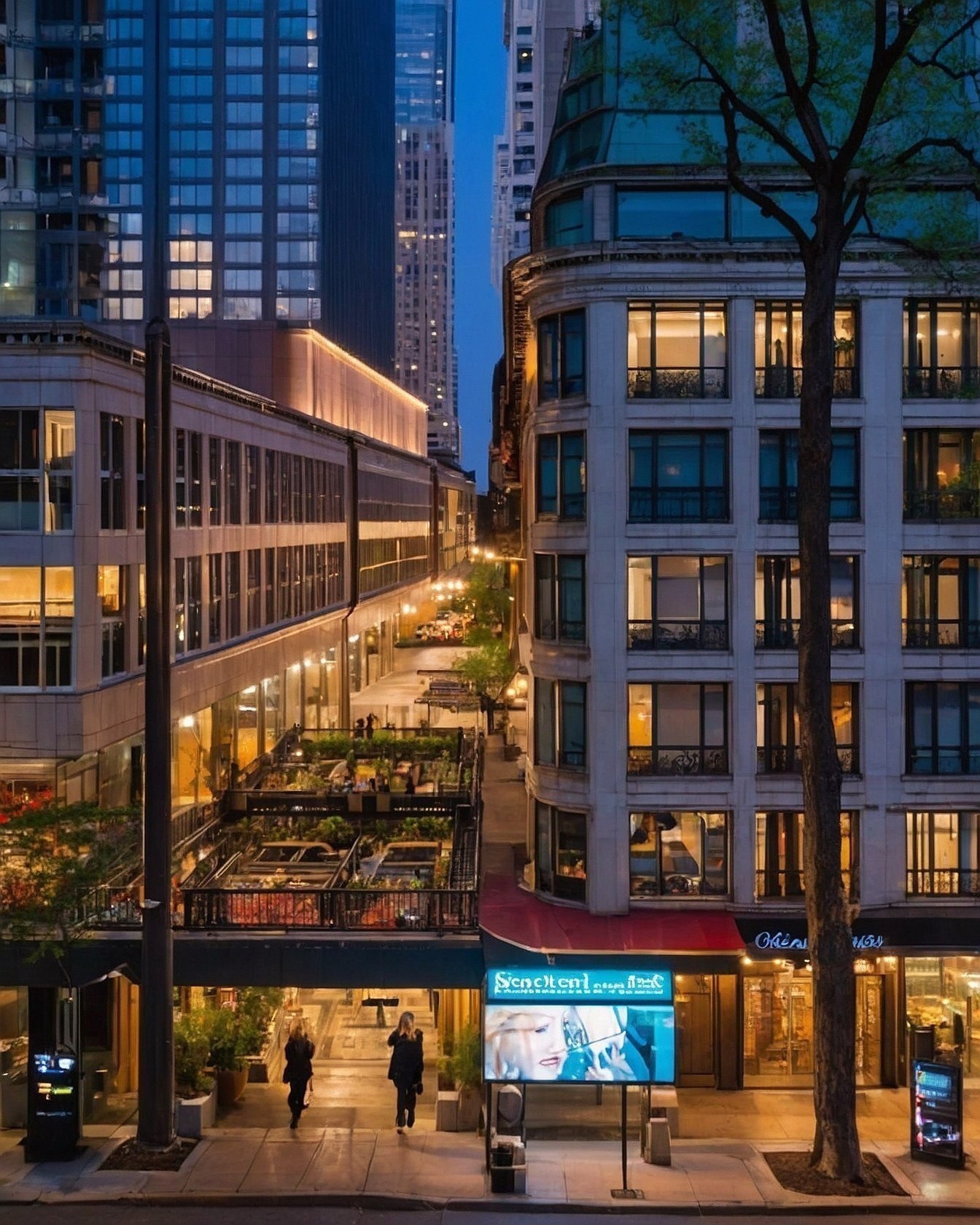 Street Scene Architecture and Evening Glow