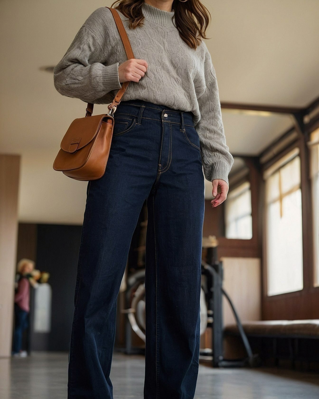 Wide-Leg Denim with a Soft Knit and Rich Leather