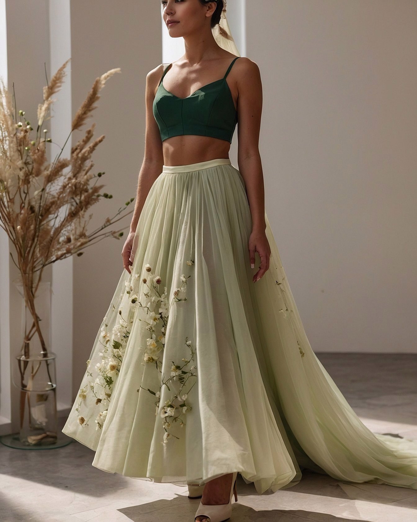 A modern take on the lehenga: A striking contrast.