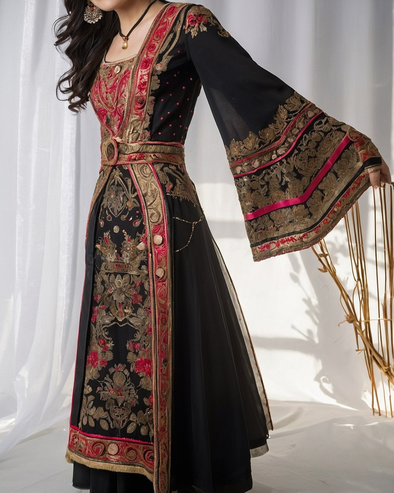 Intricate Embroidery on a Black Sharara Design