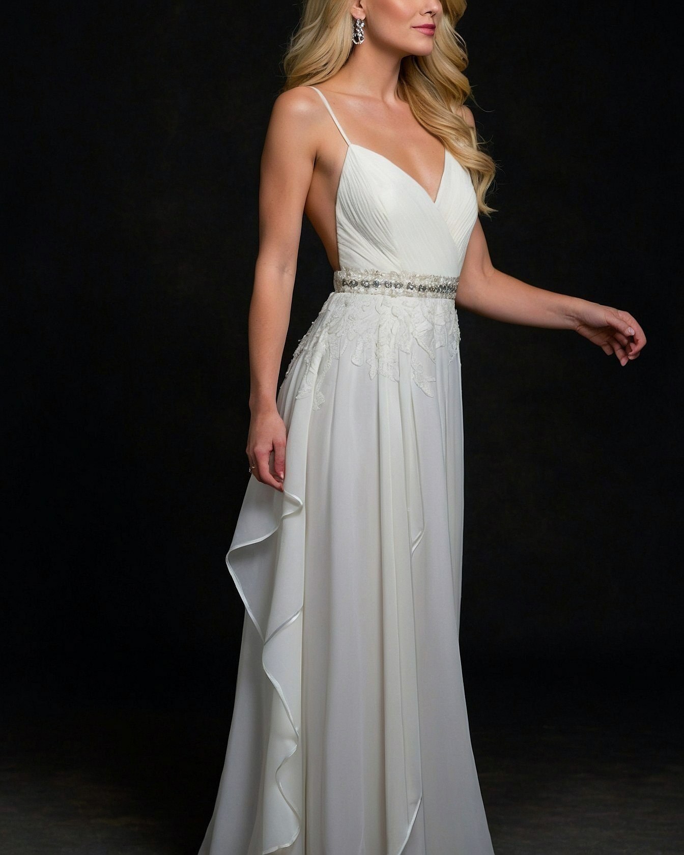 Sheer Overlay With Cascading Ruffles