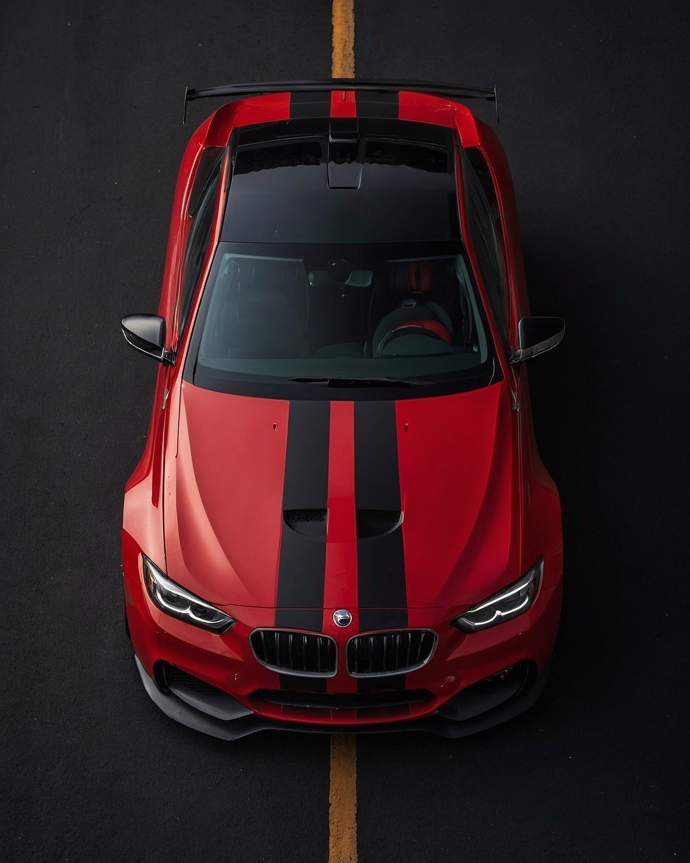Top-Down View of a Fiery Red Sports Car