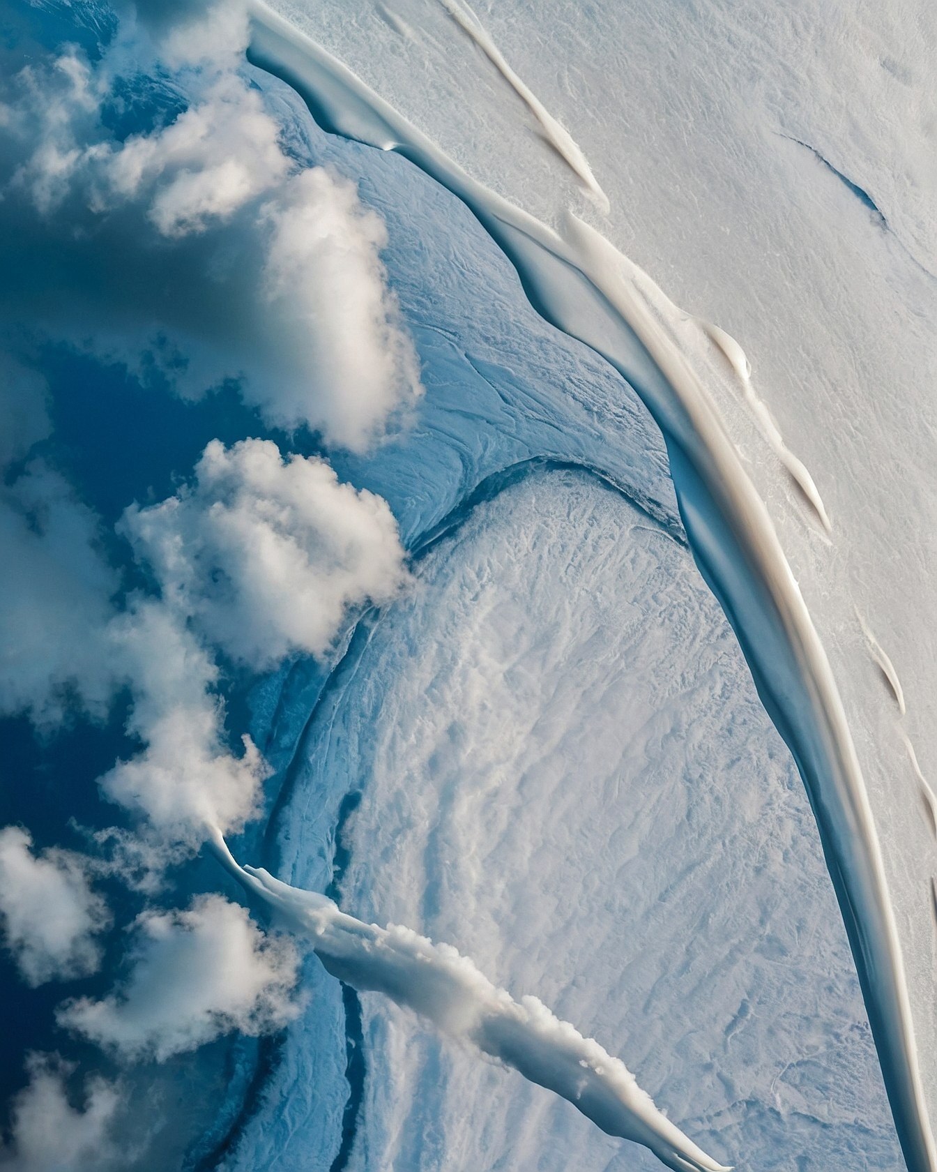Abstract Aerial View of Ice and Sky