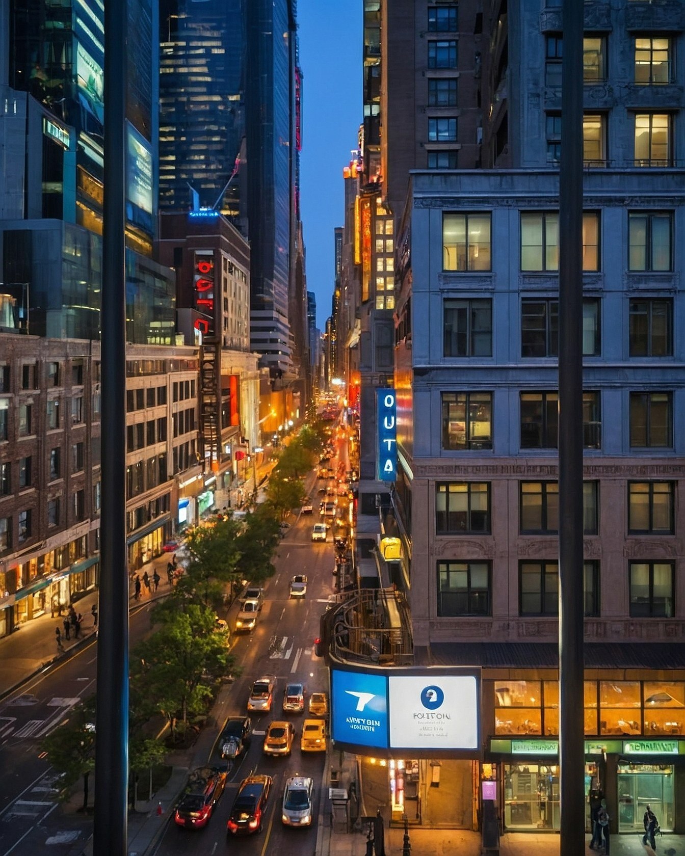 Cityscape Twilight: A Street Through The Glass