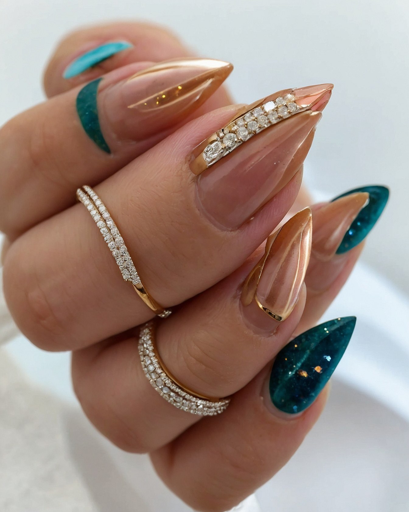 What makes these almond-shaped nails so captivating?