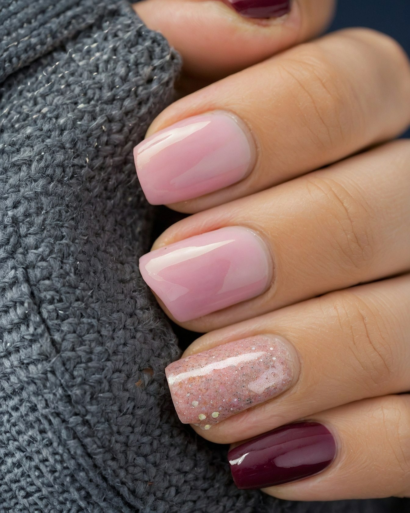 Subtle Pink and Burgundy Nail Blend