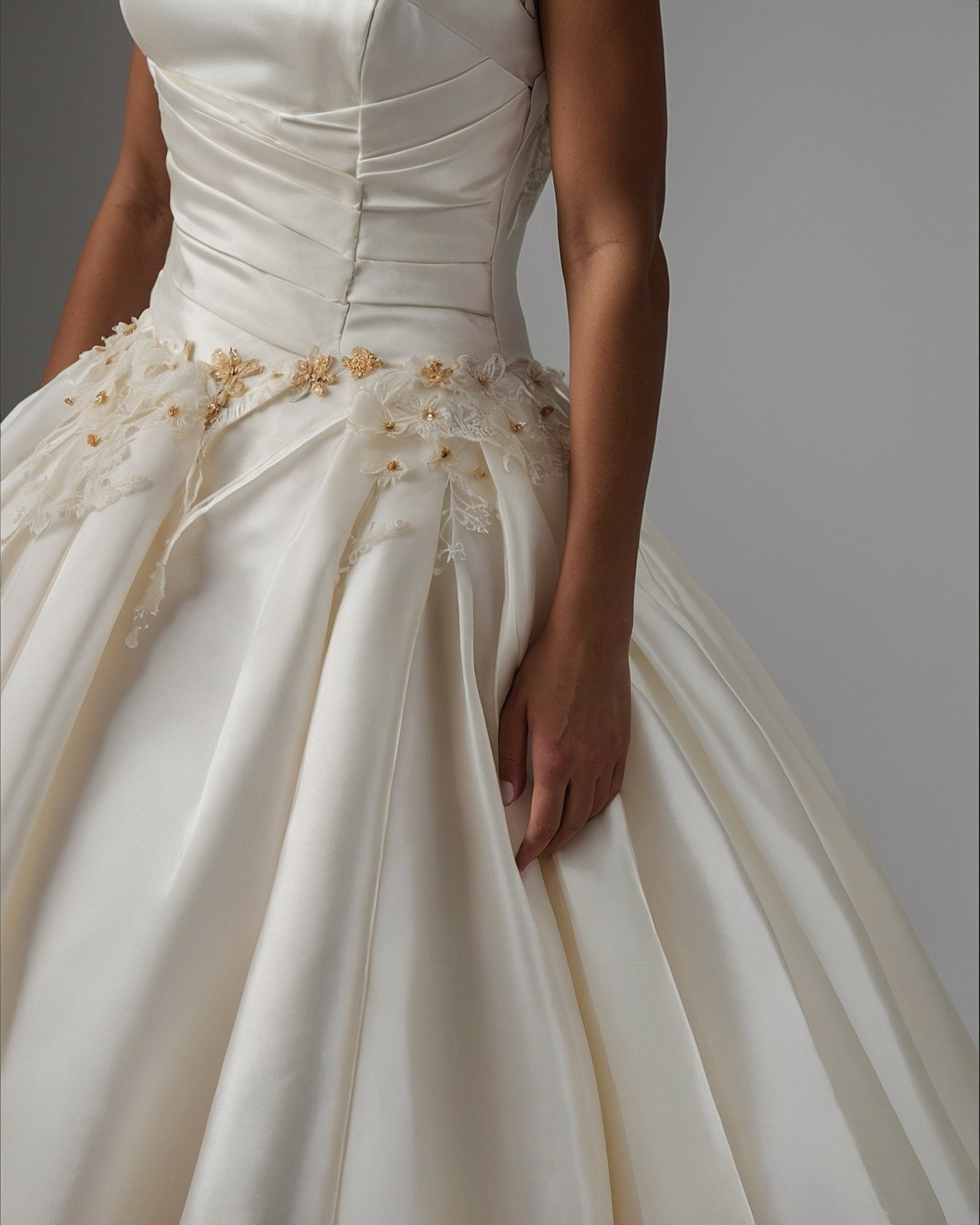Strapless Gown with Textured Waist Detail