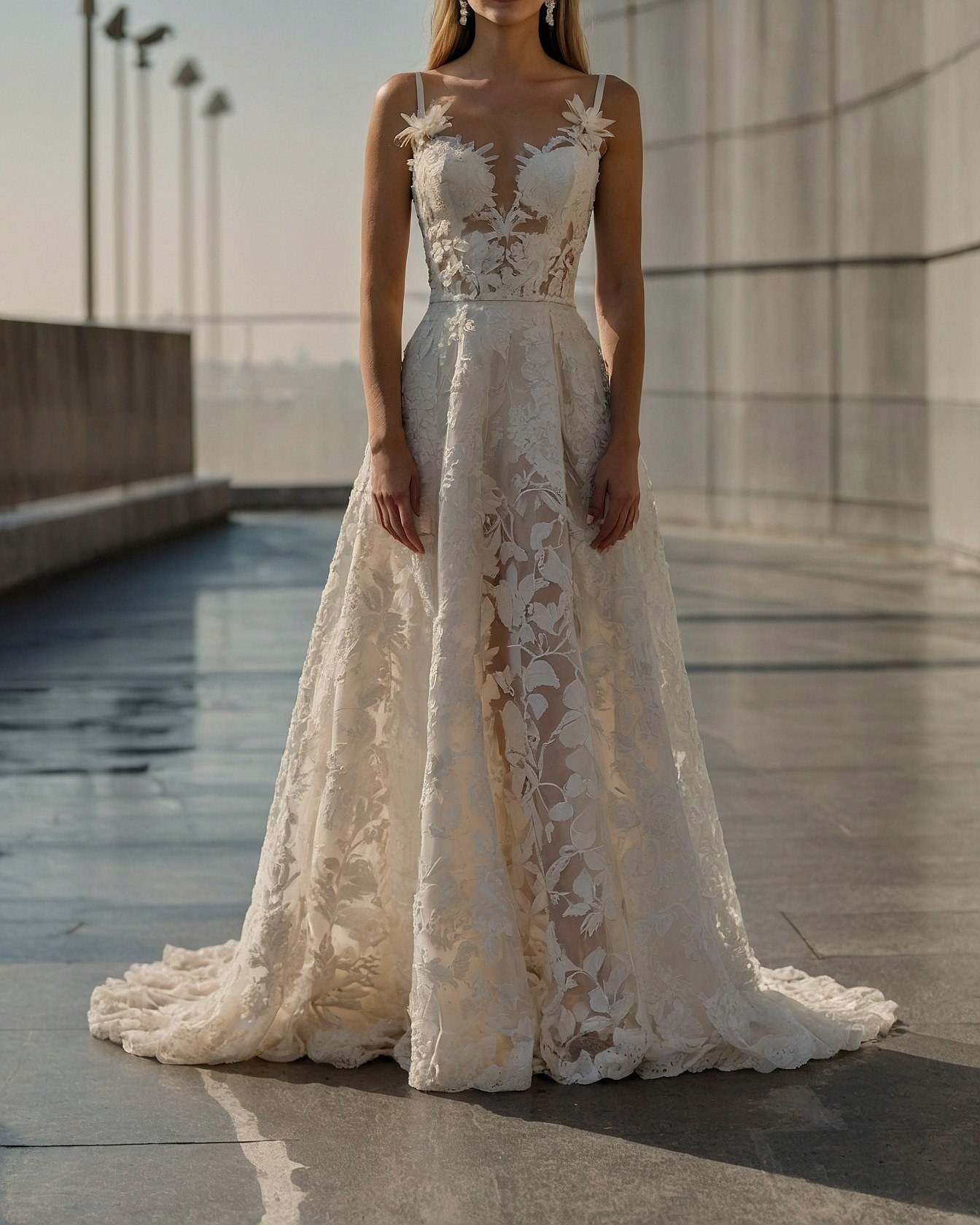 Floral Lace Overlays and Delicate Straps