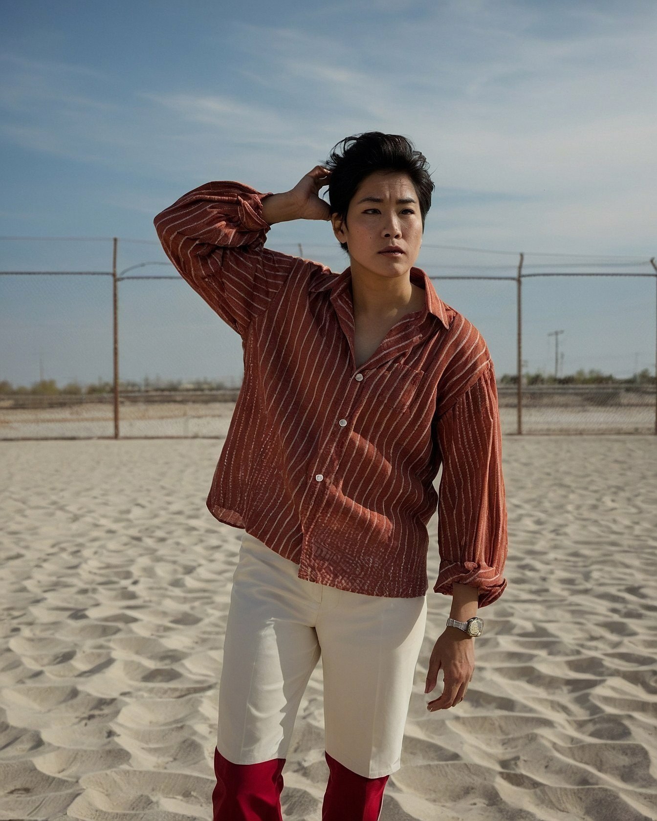 Striped Linen Shirt with Unexpected Accents