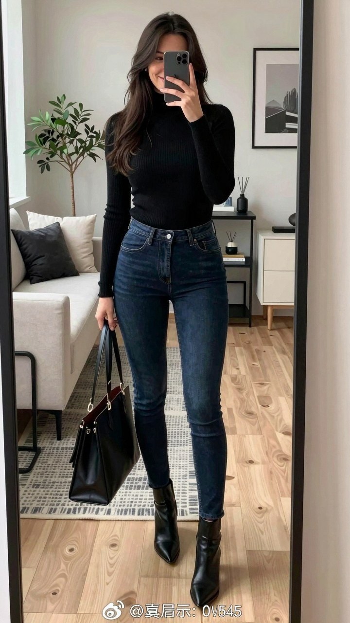 Layering Your Camel Coat Over a Black Turtleneck