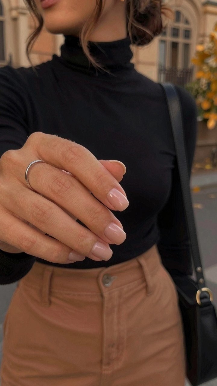 Pairing Soft Milky Nails With Fall Outfits