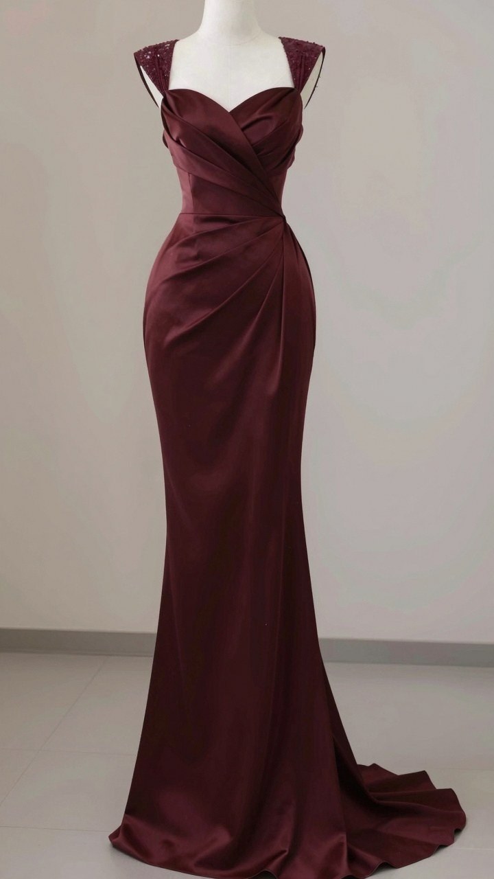 Pairing a Structured Bodice with a Dark Red Gown