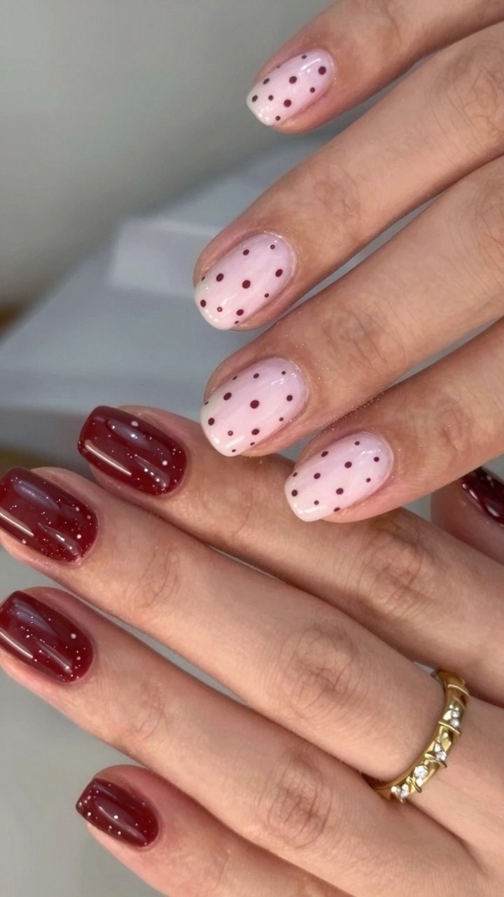 Creative Accent Nails Featuring Polka Dot Patterns
