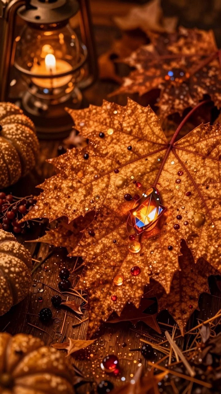 Designing a Cozy Lantern and Fallen Leaves Wallpaper