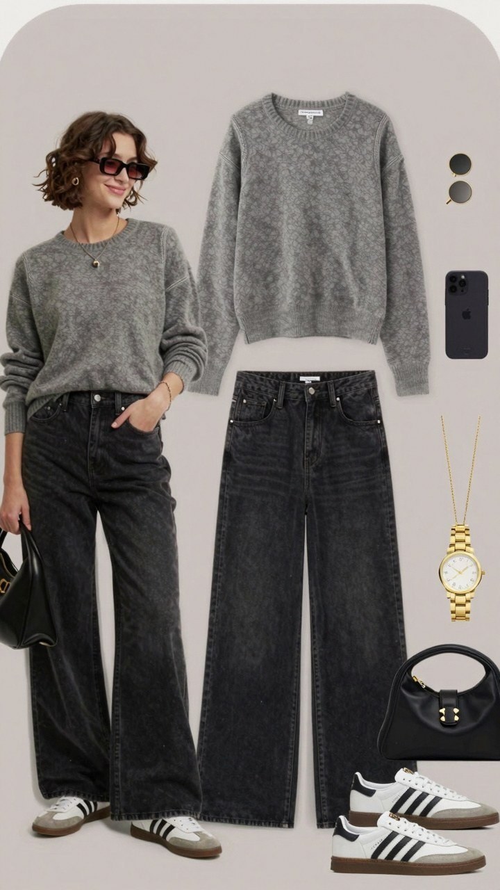 Mixing Knitwear With Relaxed Denim Pants
