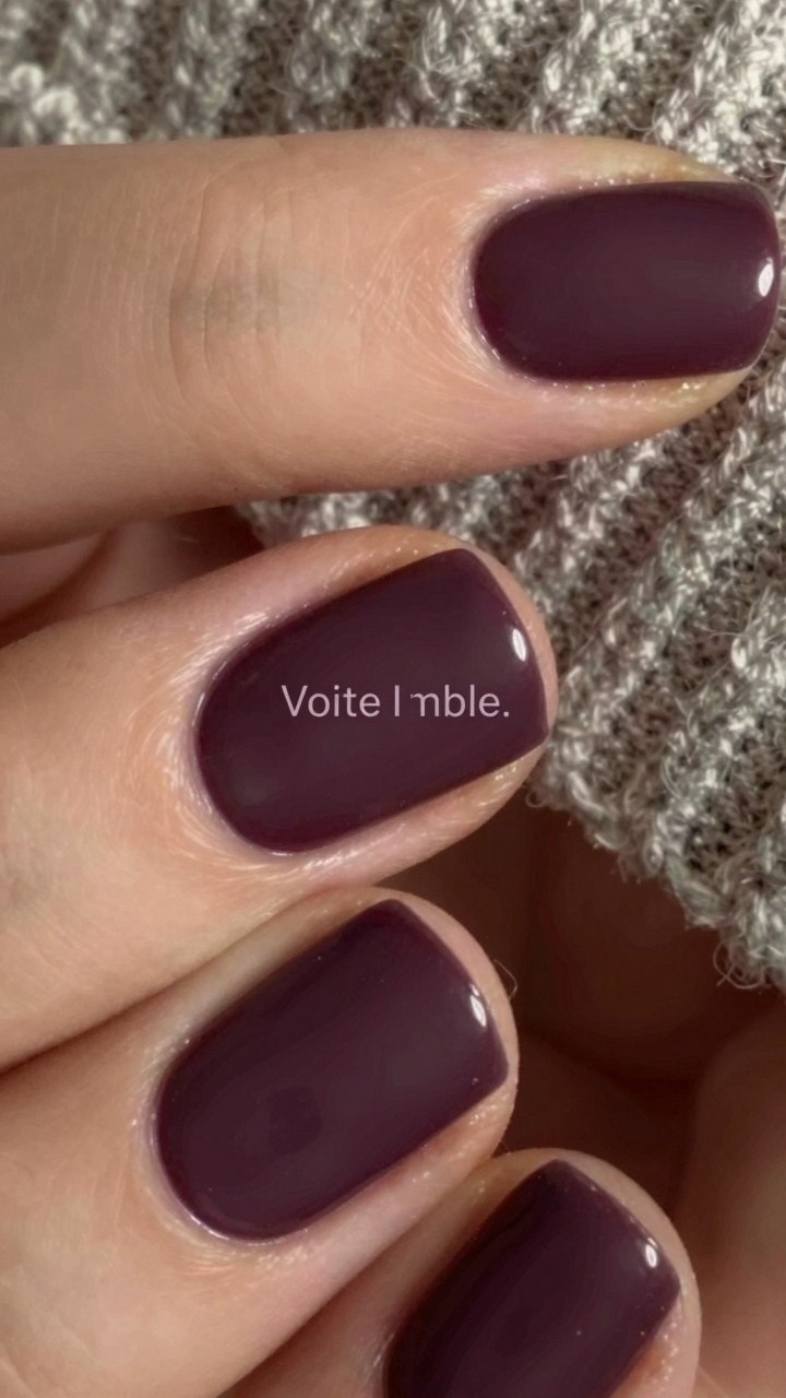 Rich Plum Manicures with Subtle Sparkle Details