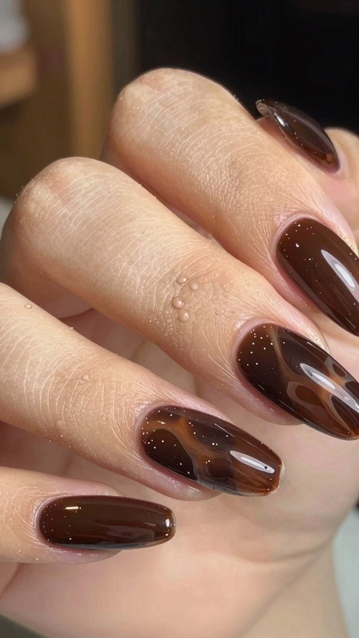 Rich Chocolate Brown Pumpkin Spice Press On Nails