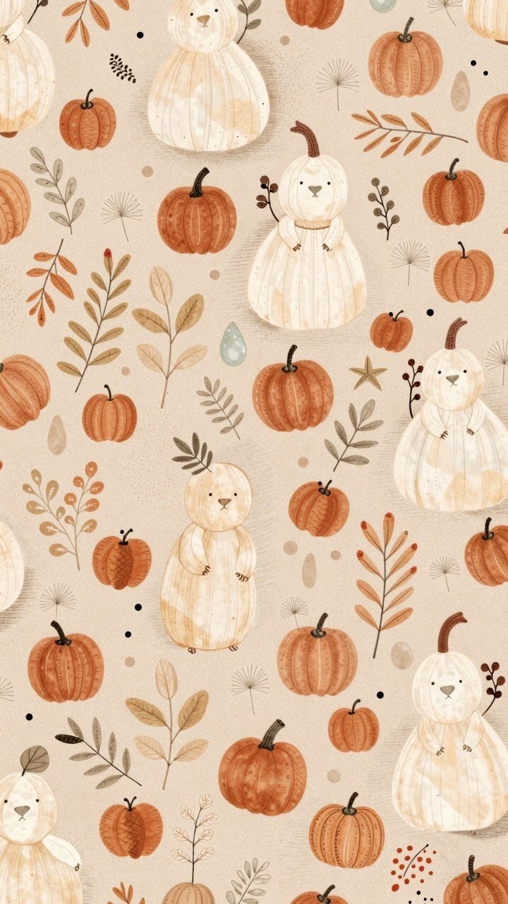 Cozy Bunny Pumpkin Harvest Wallpaper Prints