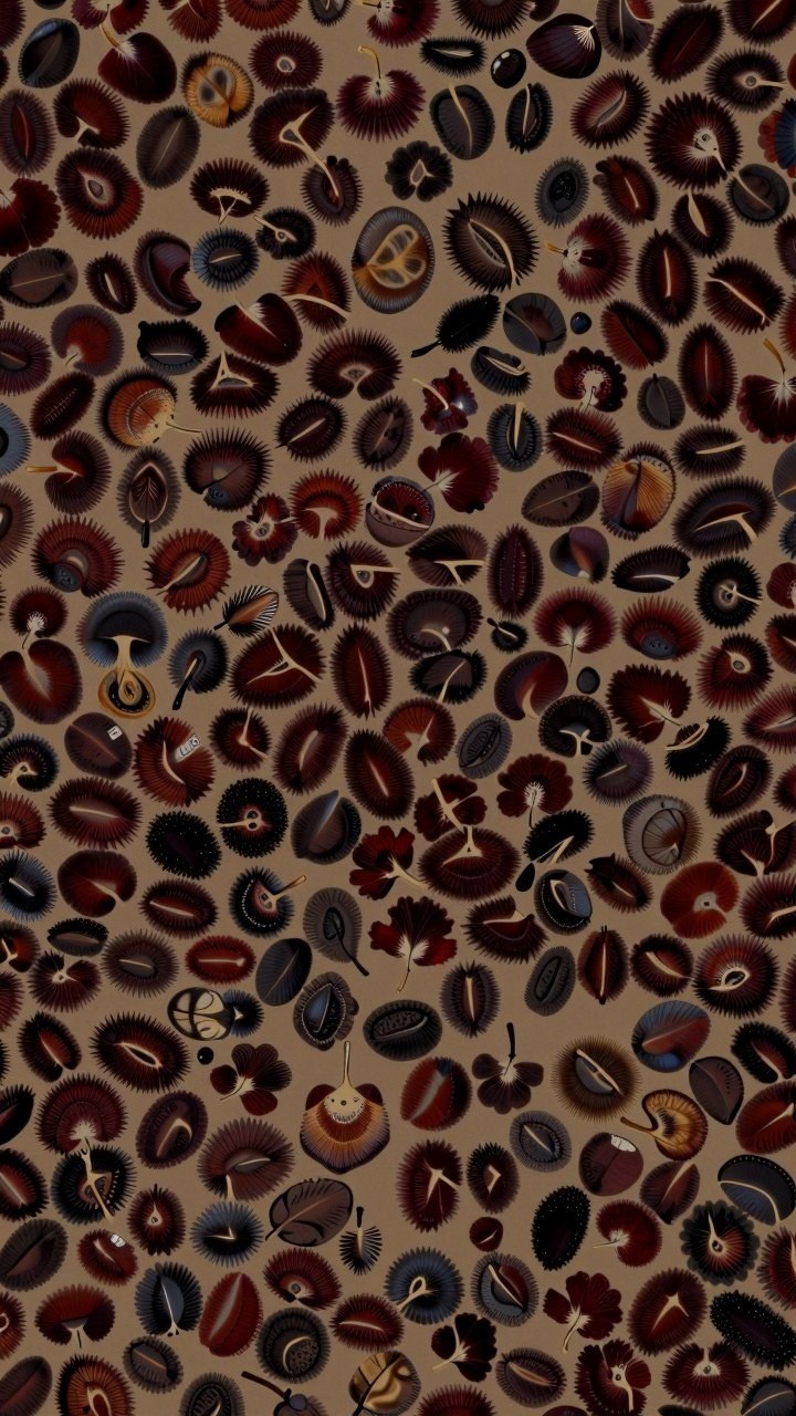 Natural Chestnut Seed Pod Patterns for Autumn Backgrounds