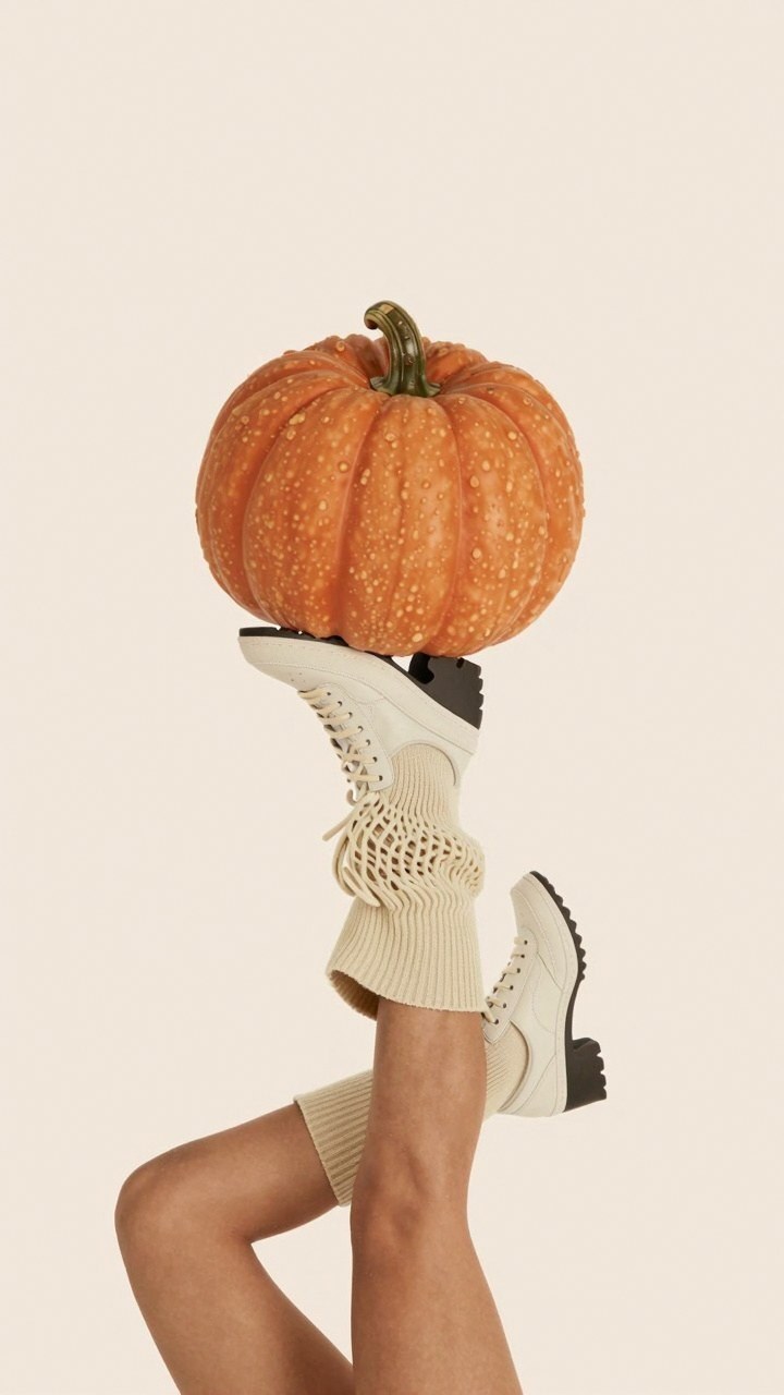 Chunky Boots and Pumpkin Flatlay Wallpapers for Autumn