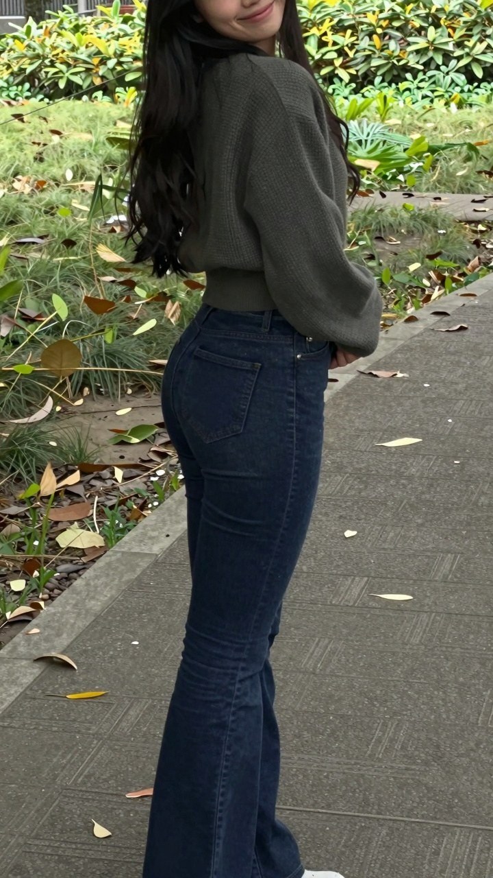 Pairing Fitted Sweaters with High Rise Denim