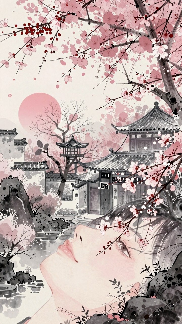 Cherry Blossom Geisha Scenery Wallpapers for Phones
