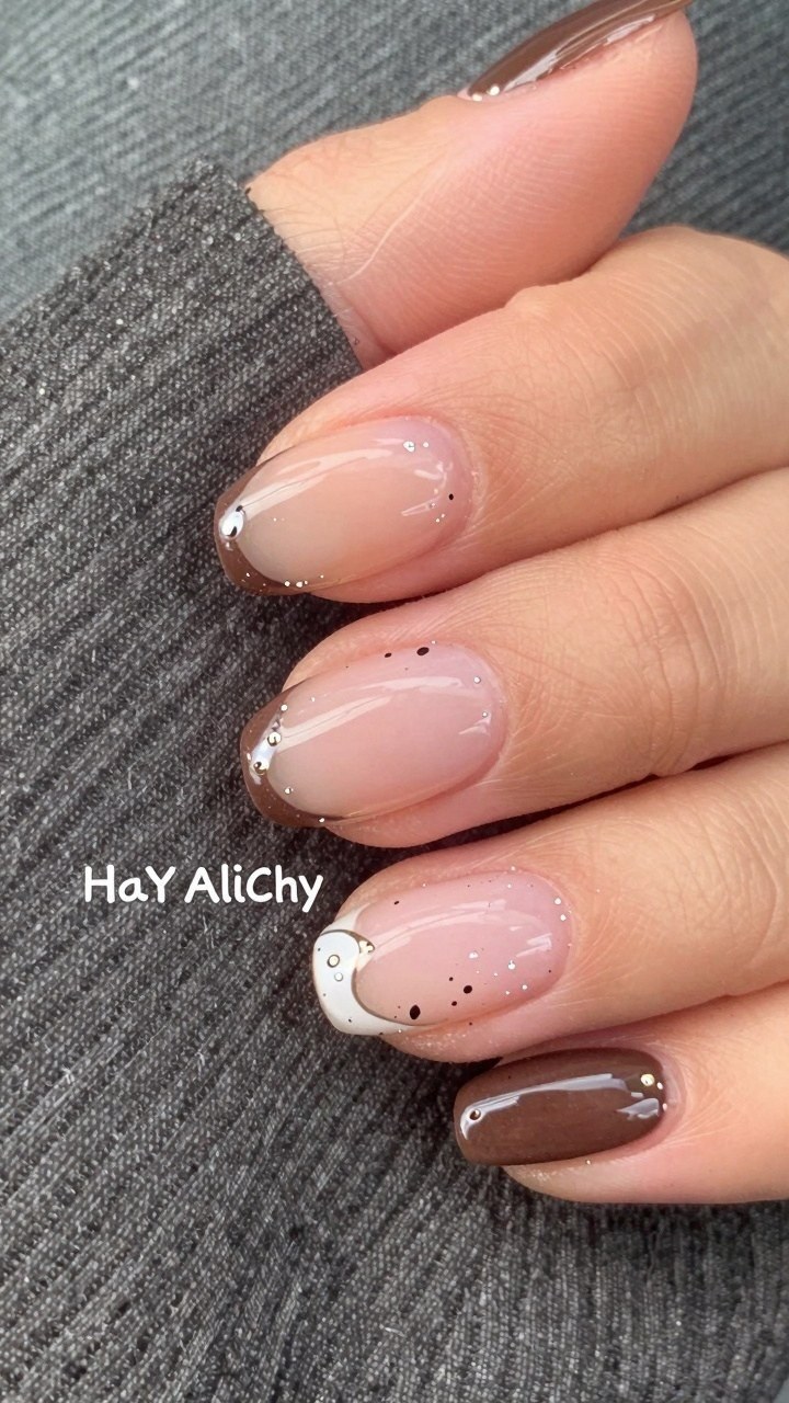 Pairing Burgundy French Tips With Minimal Dots