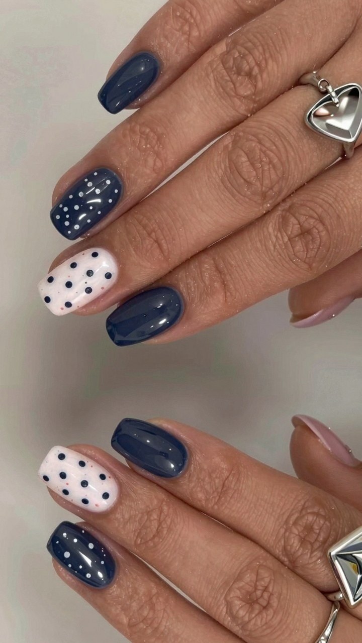 Adding Subtle Polka Dot Details for Office Manicures