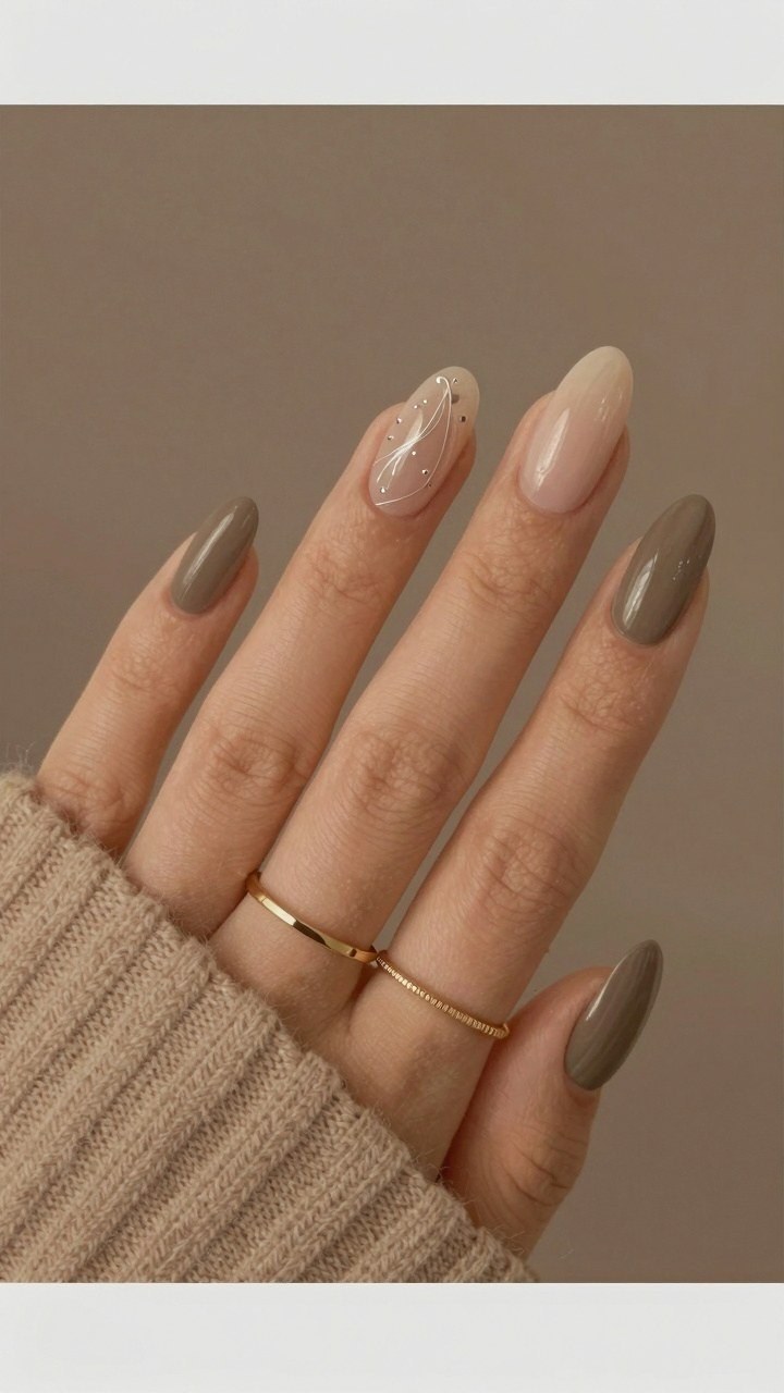 Adding Delicate Swirls and Dots to Brown Polish