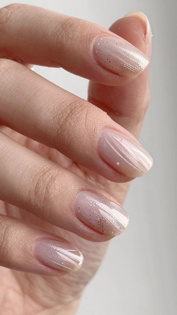 Minimalist Neutral Dot Nails with Subtle Shimmer