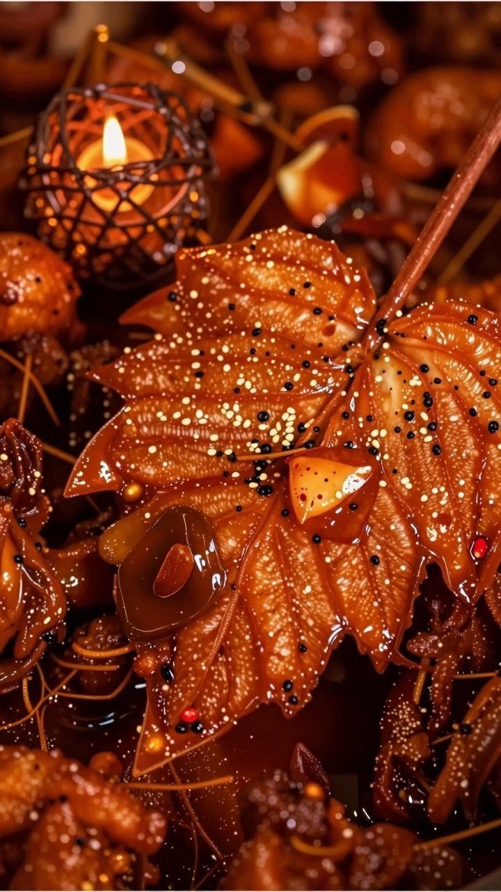 Cozy Amber Leaf and Candlelight Lockscreen Designs