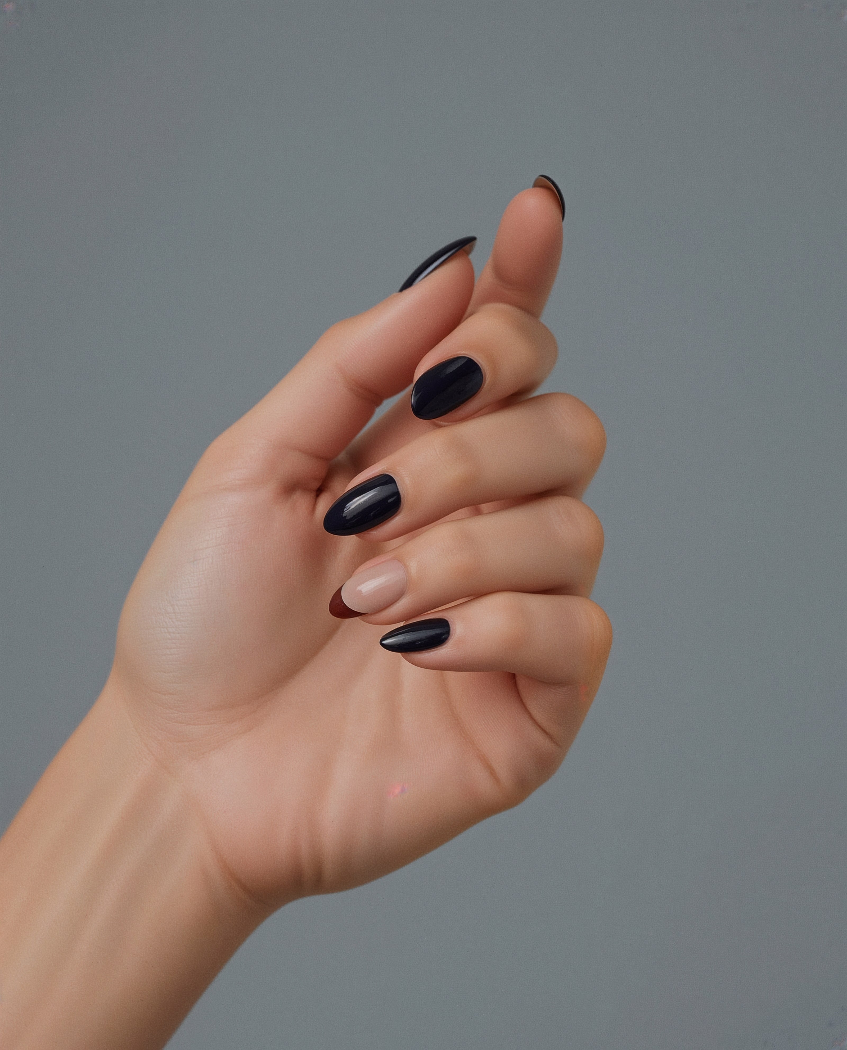 Navy Blue French Tips in a Different Light