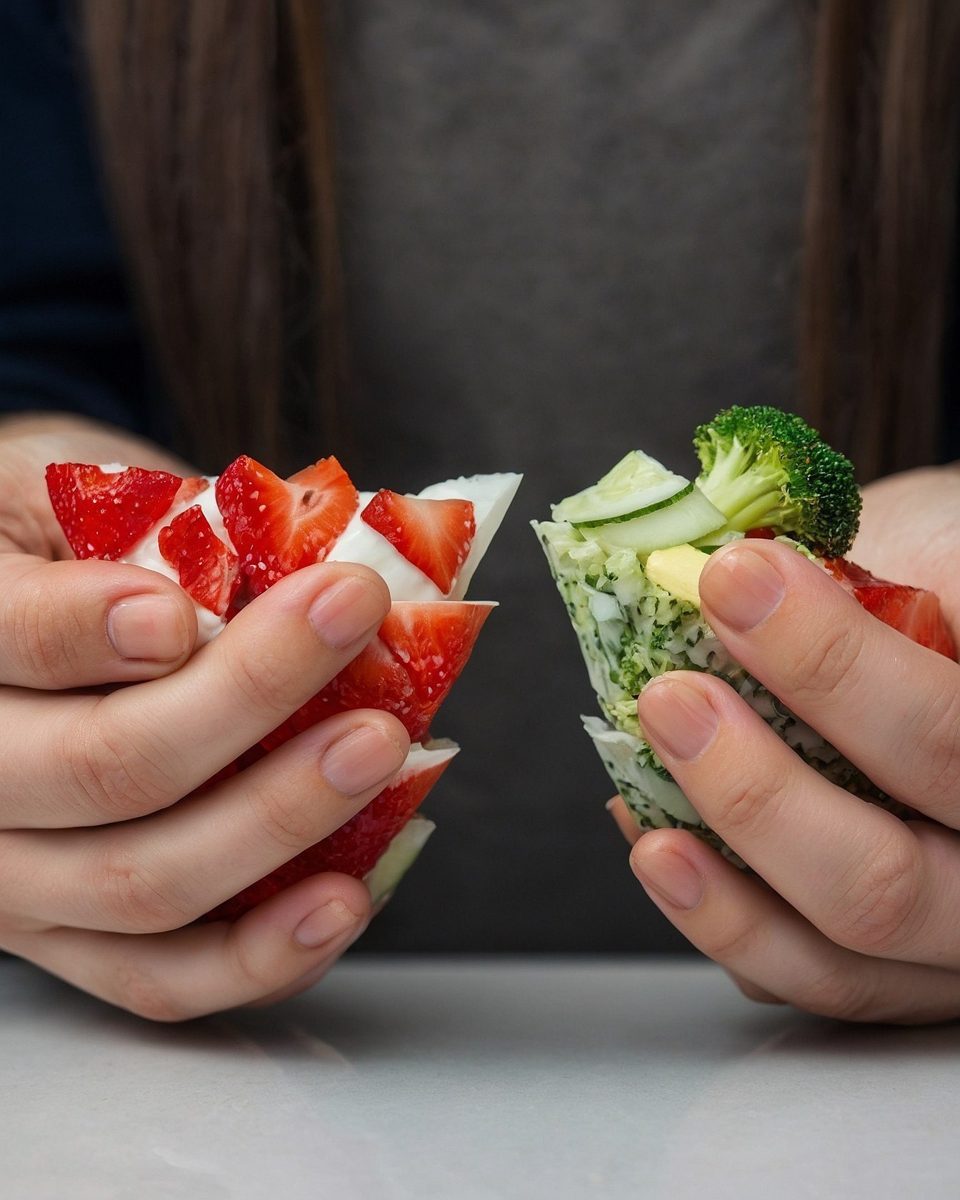 Hands Holding Colorful Abstract Sculptures
