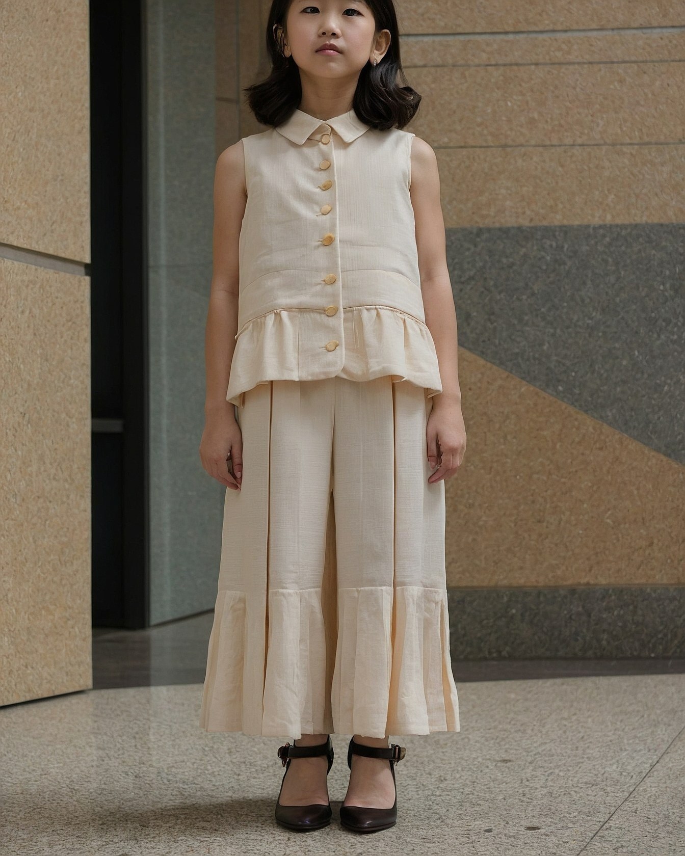 A Sleeveless Top With Delicate Ruffle Trim
