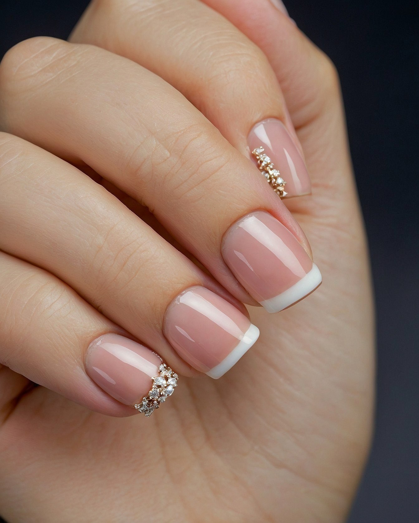 Subtle sparkle on a French manicure