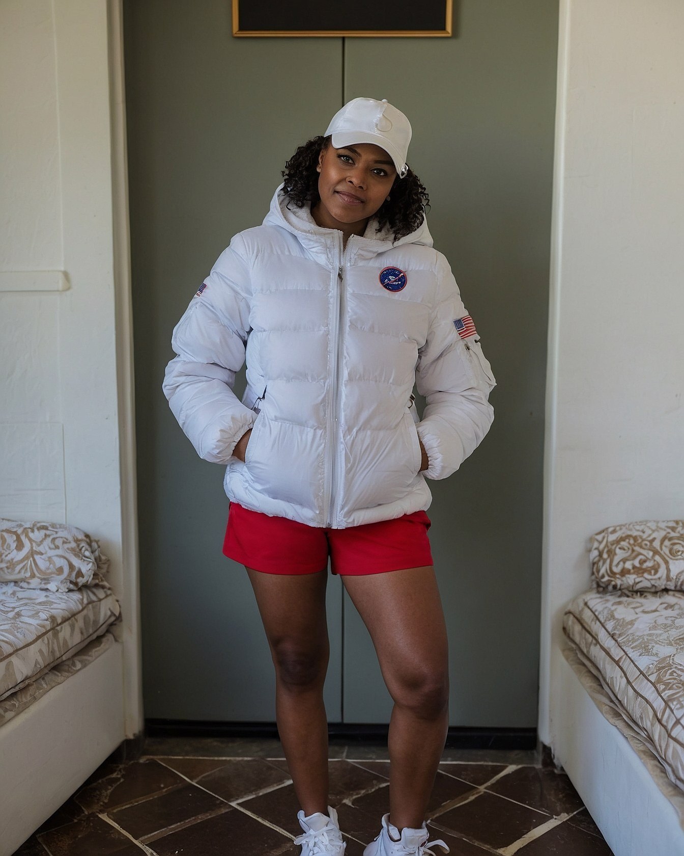 Sporty Pullover Meets Pleated Skirt