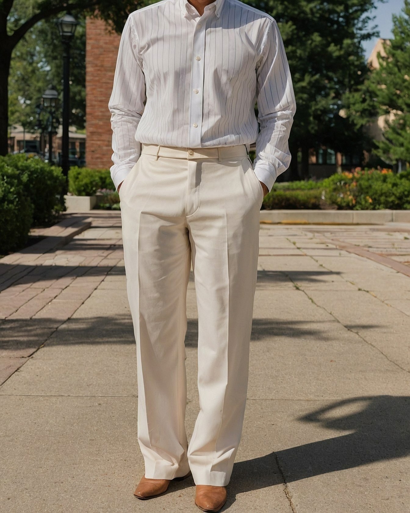 Button-Down Detail on a Crisp Stripe Shirt