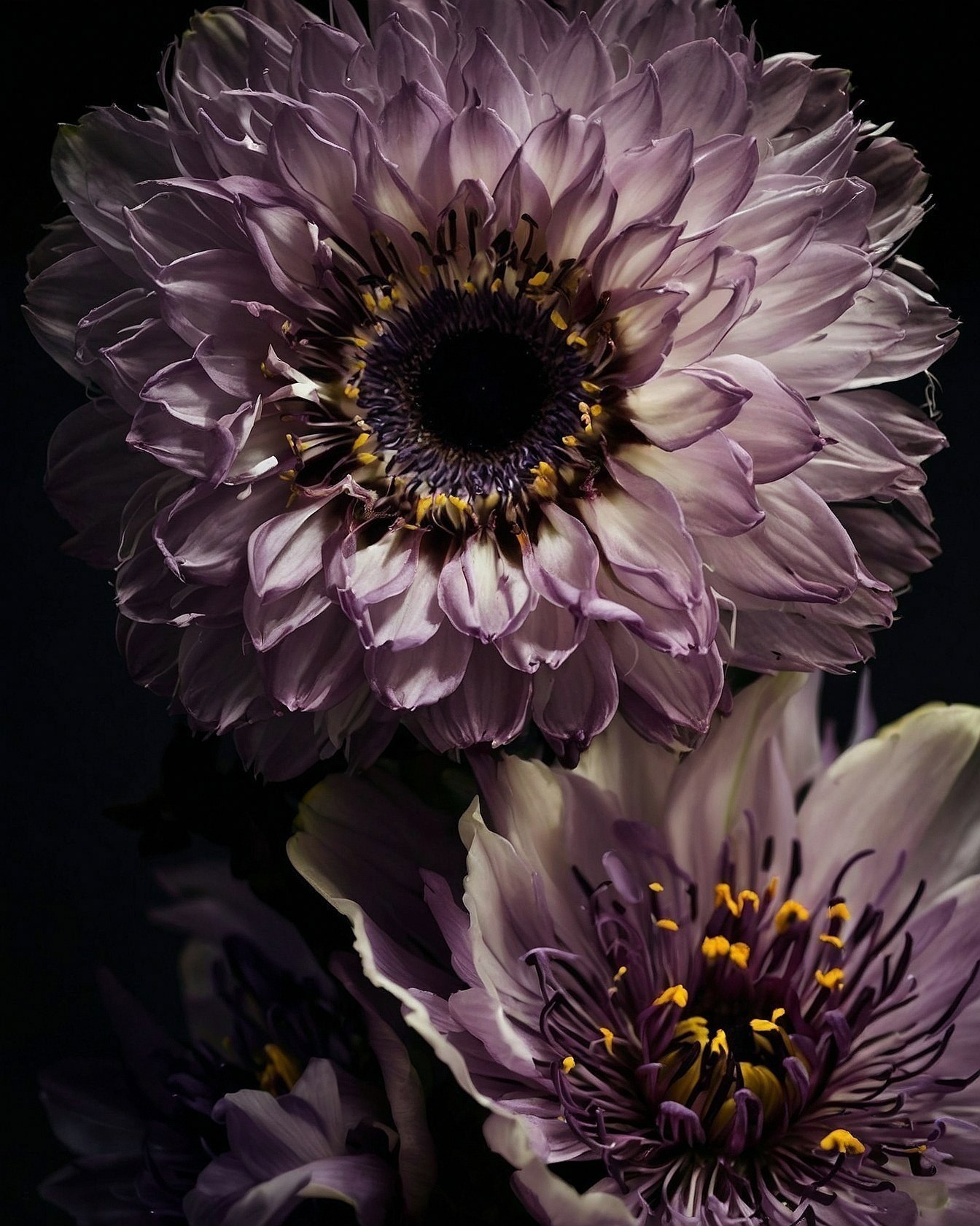 Close-Up of Delicate Lavender Petals Against Deep Shadow