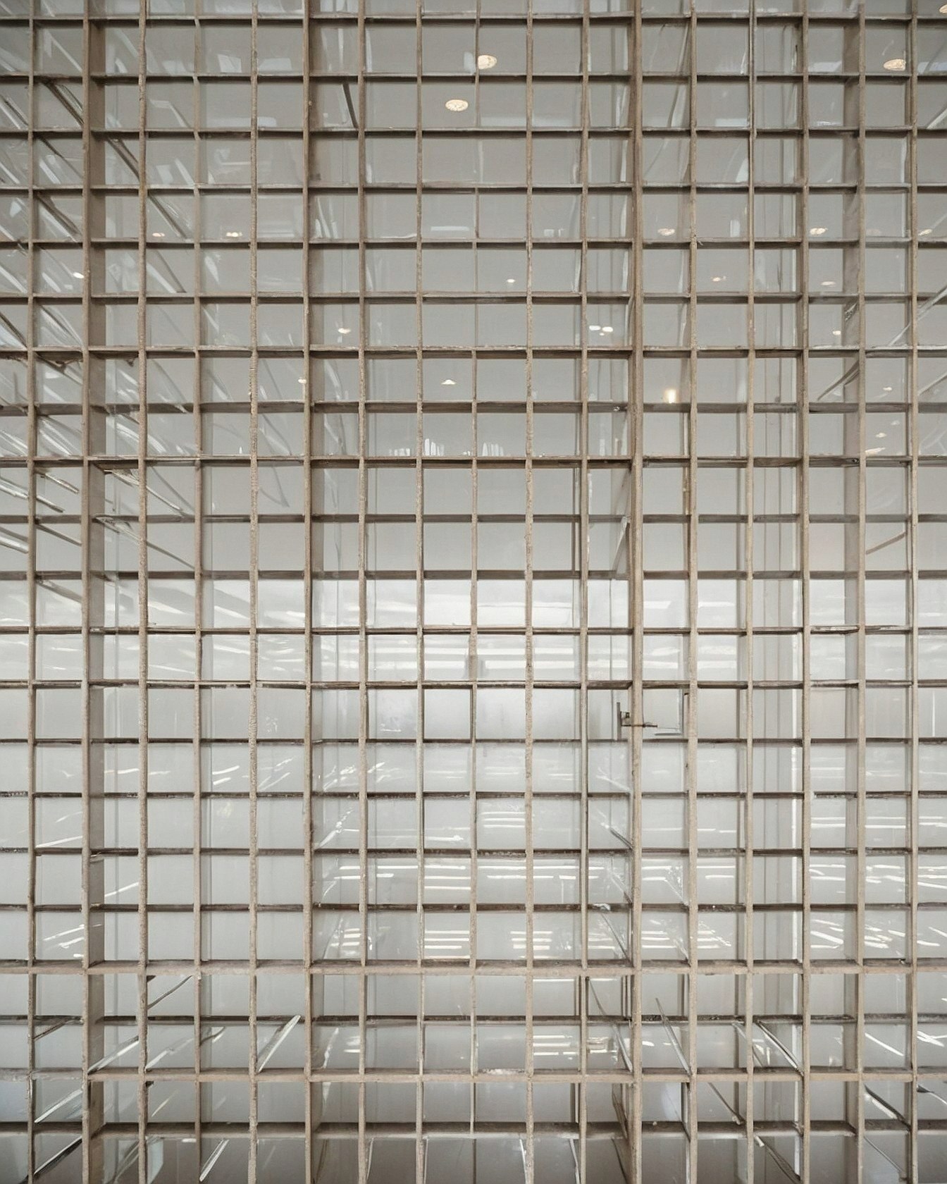 Geometric Wood Grid Framing Soft Light