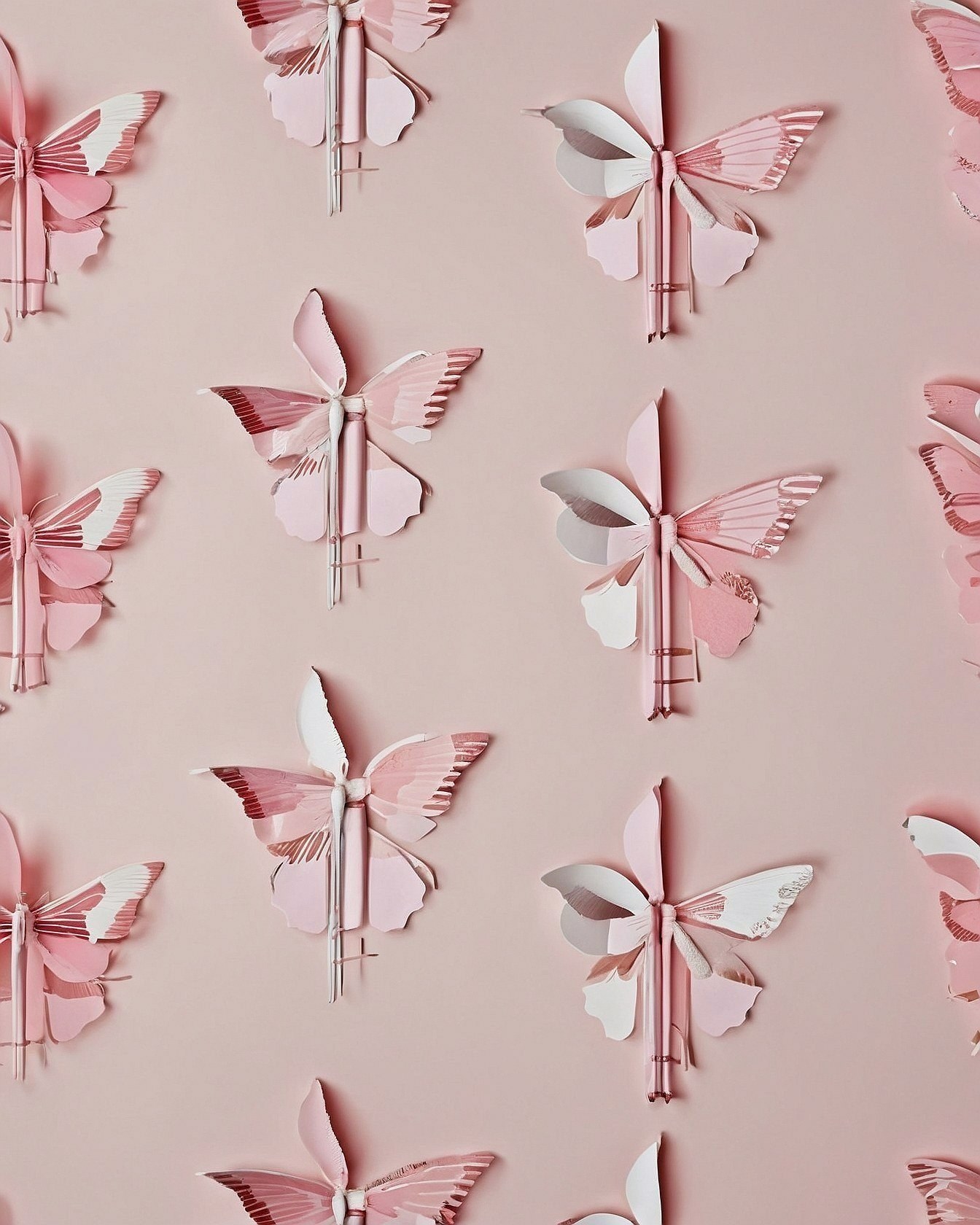 Layered Pink Paper Butterfly Wall Art