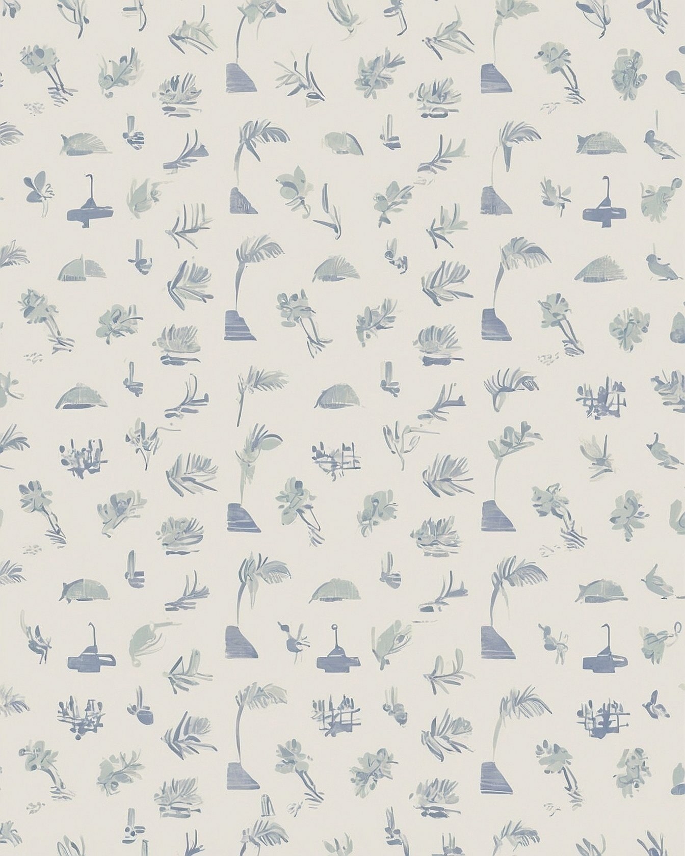 Loose Brushstrokes in Blue and Cream