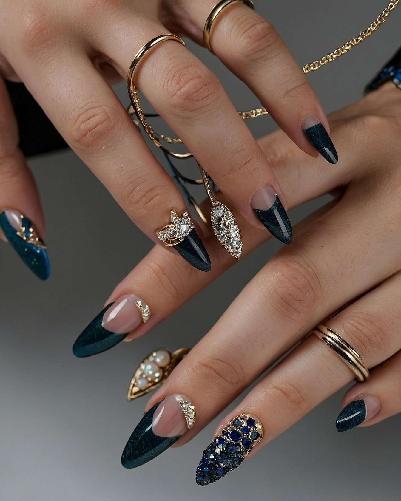 Close-up on Jeweled Accents and Polished Gold