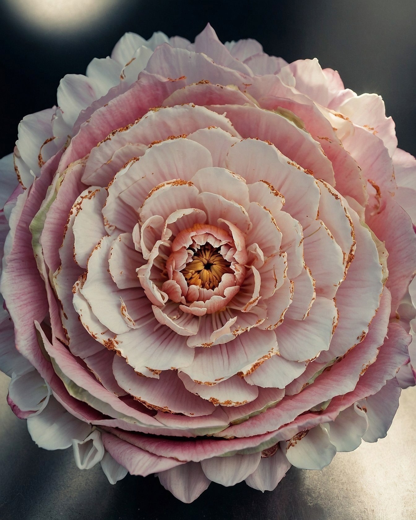 Close-up on delicate ruffled petals