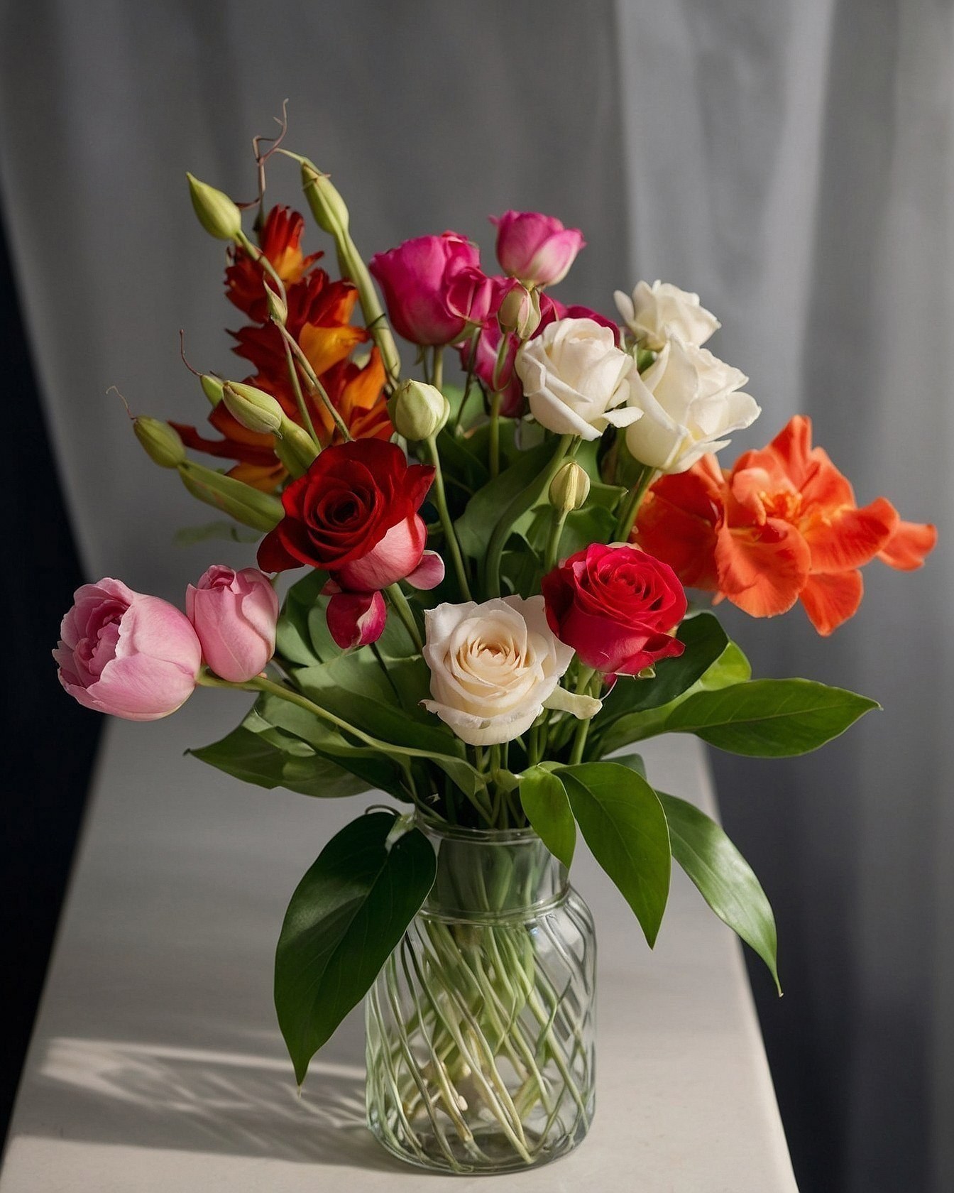 Glass Vase with Spiral Detail