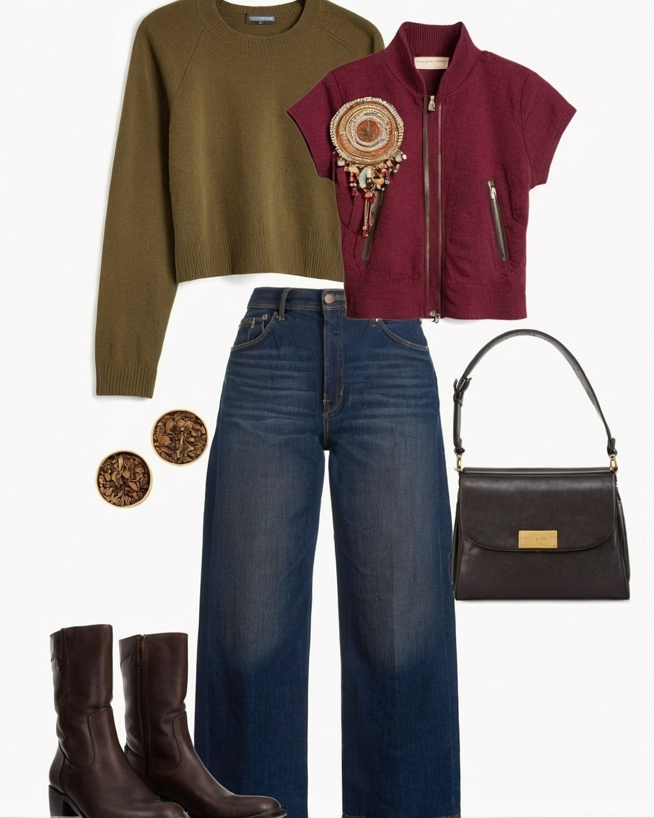 Textured Knit and Embellished Vest Pairing