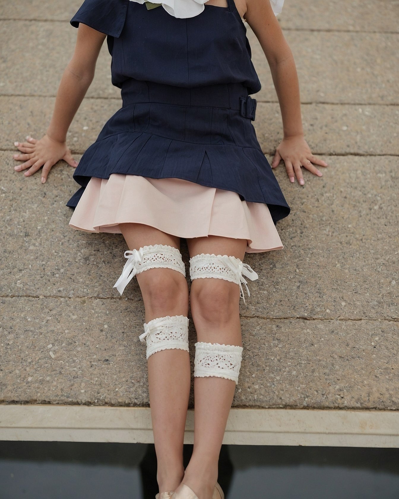 Layered Skirt with Delicate Garters and Boots